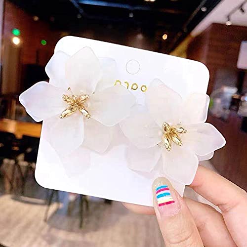 Slsf Unique Handmade Bohemian Large Matte Resin Flower Stud Earrings Dainty Elegant Acrylic Flower Petal Dangle Drop Earrings For Women Girls Statement Jewelry Gifts (White) #TOP7