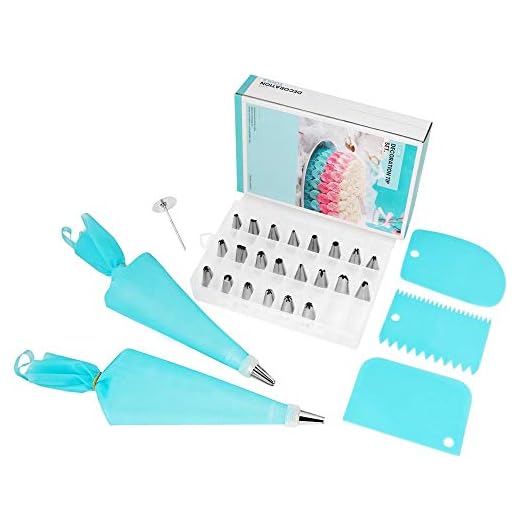 Asdirne Manga Pastelera, Boquillas Manga Pastelera y Kit de Pastelería, Manga Pastelera Silicona y Juego de 24 Boquillas Pasteleras para Decoración de Tartas, Azul