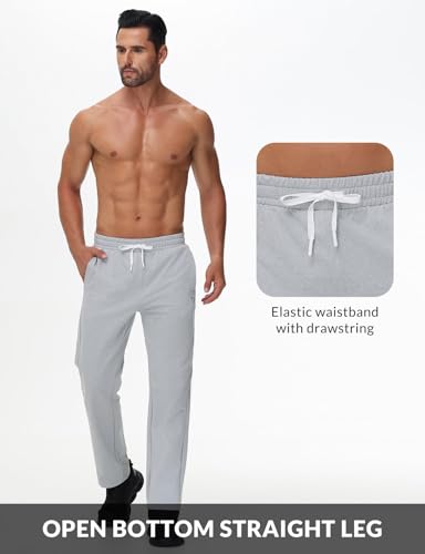 Image of baleaf Men's Fleece Lined Water Resistant Pants Winter Thermal Sweatpants with Zipper Pockets Warm Open Bottom