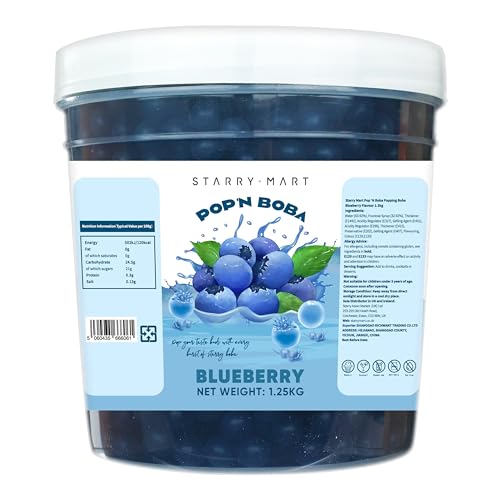 POP'N BOBA Blueberry Popping Boba for Bubble Tea (1.2kg), Bursting Pearls Bubble, for Shakes, Dessert Topping, Smoothie and Cocktails