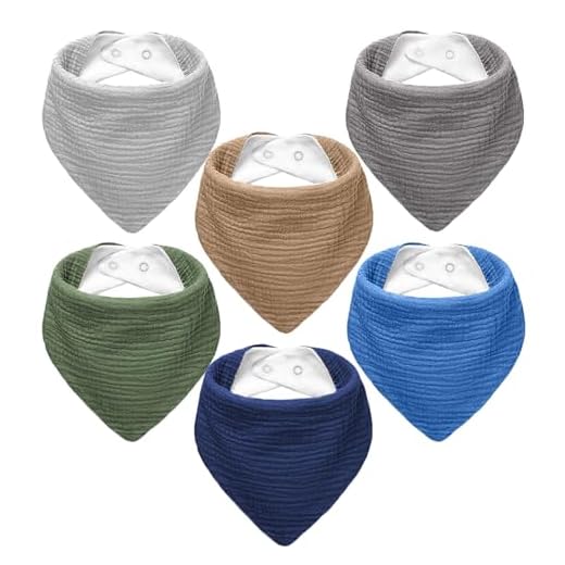 NISXABEBE Muslin Baby Bibs, 6 Pack, Baby Bandana Drool Bibs 100% Cotton for Baby Boy Girl,Solid Colors Bib for Drooling Teething (Boys)