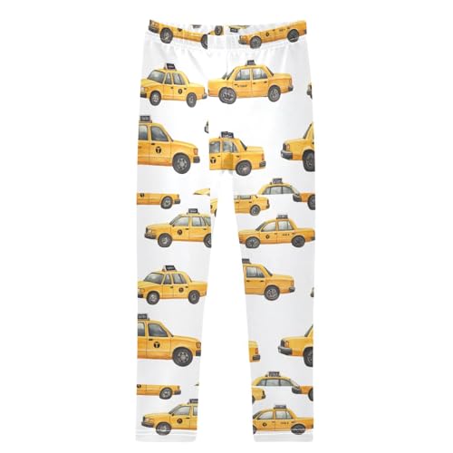 Boccsty Watercolor Black Yellow Taxis Car Girls Leggings Kids Yoga Pants Dance Active Tights 4T