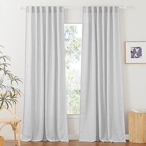 RYB HOME Linen Sheer Curtains for Living Room Privacy Semi Sheer ...