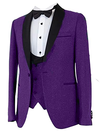 Costume trois pièces en soie brillante pour hommes Ulnomio revers de châle