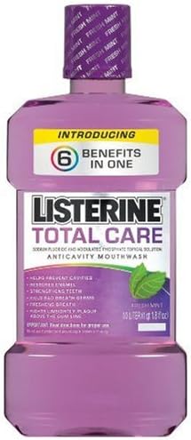 Listerine Total Care, 6 Benefits in One, Anticavity Fluoride Rinse, 33.8-Ounce Bottles (Pack of 6)