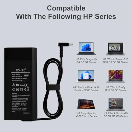 Alimentatore di rete per laptop da 150 W per HP Omen 15 17 Pavilion Gaming 15 17 ZBook Studio 15 G3 G4 G5 G6 G7 G8 Elitebook 1050 G1 Power G10 G9 G8 G7 Fury 15 17 G7 G8 - PC Desktop - Immagine 2