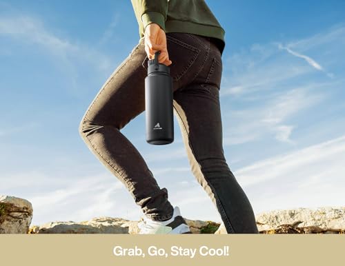 Image of POWCAN 40 oz Insulated Water Bottle with 2-in-1 Straw and Spout Lid, Keep Cold 24H, Leak-Proof, BPA-Free, Double Wall Stainless Steel Water Bottle for Sports, Gym, Travel, and School (Oat)