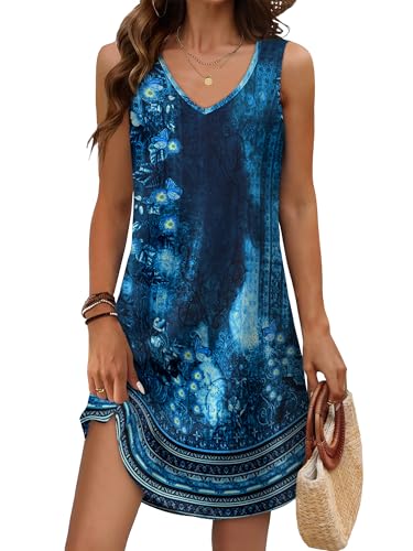 Image of Aokosor Womens Summer Dresses 2026 Loose V Neck Sleeveless Dress Sundresses Swimsuit Coverup Vacation Outfits