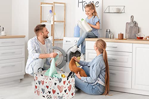 Sanjiaofen Rectangular Kids Storage Basket,Heart Storage Basket Organizer.cute Storage Bin With Handles. Mother's Day Basket,Girls Room Decor,Toys Box,Books Basket, Gifts Basket Empty.. (Line Love) #TOP1