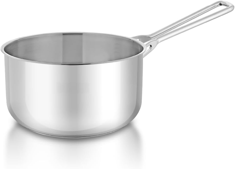 Hascevher Venice Milk Pan 16 x 9 cm Saucepan 1.7 Litres High-Quality Stainless Steel