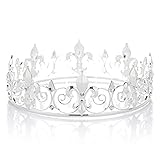 YOVECATHOU Royal Full King Crown Metal And Tiaras For Cosplay Homecoming Prom Party Decorations,Wedding Birthday Gifts (Silver)