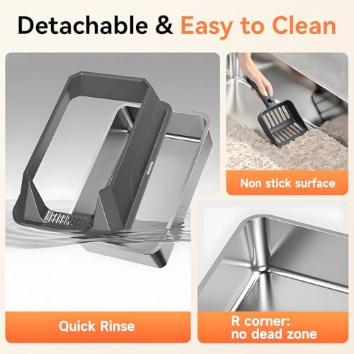 Tevila Stainless Steel Litter Box with High Sides, XL — view 6
