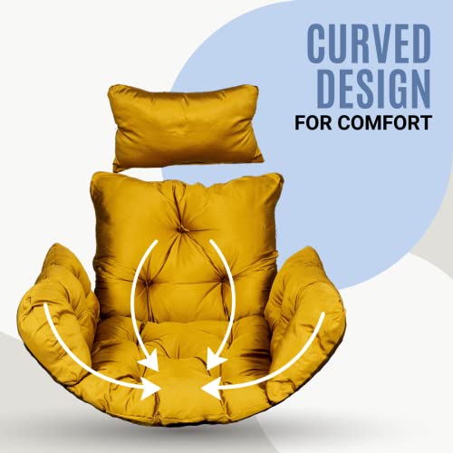Image of SWINGZY Cushion for Hanging Basket Chair Swing /Outdoor Egg Swing Chair Soft Cushion /Jhula Seat Padded Pillow Cushion /Swing Chair Cushion with Polyester Cloth - (Gold)