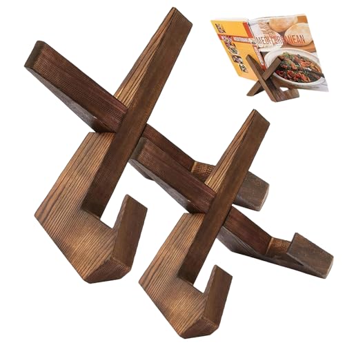 2pack Cook Book Stand Recipe Cookbook Stand Holder Wooden for Kitchen Recipe Book Stands for Reading Display