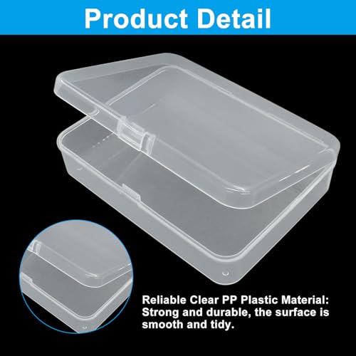 Image of 6 Pcs Mini Clear Plastic Storage Containers Boxes, Small Rectangle Box for Collecting Small Items, Beads, Game Pieces, Business Cards, Crafts Accessories (4.53 x 3.35 x 1.1 Inch)