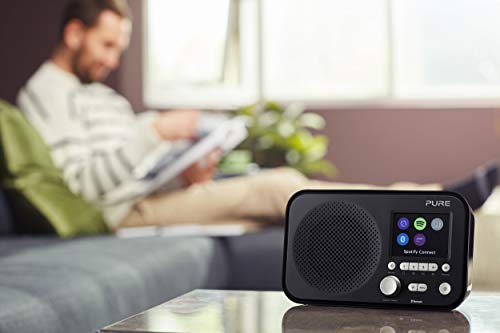 Pure Elan IR5 Portable Internet Radio with Bluetooth, Spotify Connect, Alarm, Colour Screen, AUX Input, Headphones Output and 12 Station Presets – Wi-Fi and Bluetooth Radio/Portable Radio - Black