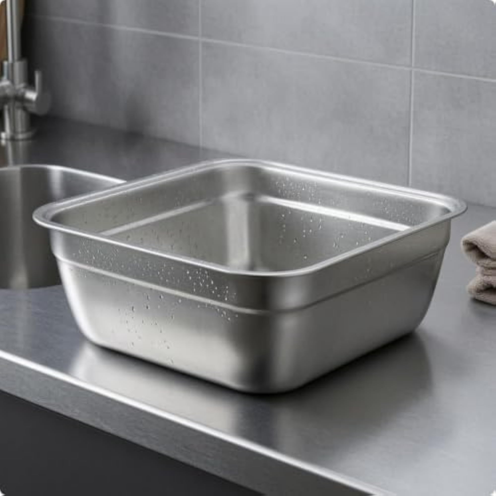 Stainless Steel Basin with Rolled Rims, 30CM