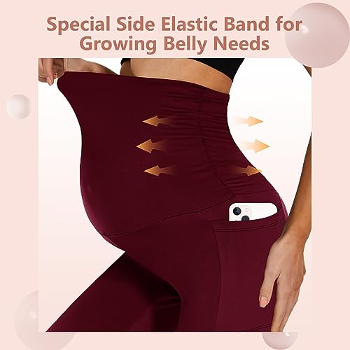 HIGHDAYS Women's Maternity Workout Leggings Over The Belly Pregnancy Stretch Yoga Active Pants with Pockets - Image 3