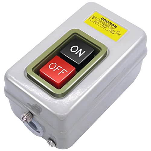 Mxuteuk Ac 220V/380V Push Button Switch On/Off Start Stop Switch 3 Phase Self Lock Electric Motor Switches Mechanical Equipment Control Station 10A Bs230B #TOP8