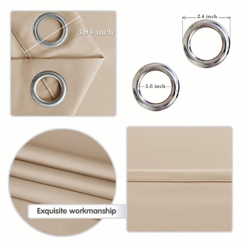 DWCN Blackout Curtains for Bedroom - Thermal Insulated Light Blocking Eyelet Window Curtains for Living Room 46 x 90 inch Length,Beige,2 Panels - Image 3