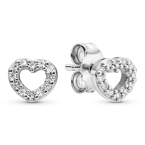 PANDORA Open Heart Stud Earrings - Great Gift for Her - Stunning Women's Earrings - Sterling Silver & Cubic Zirconia, With Gift Box2