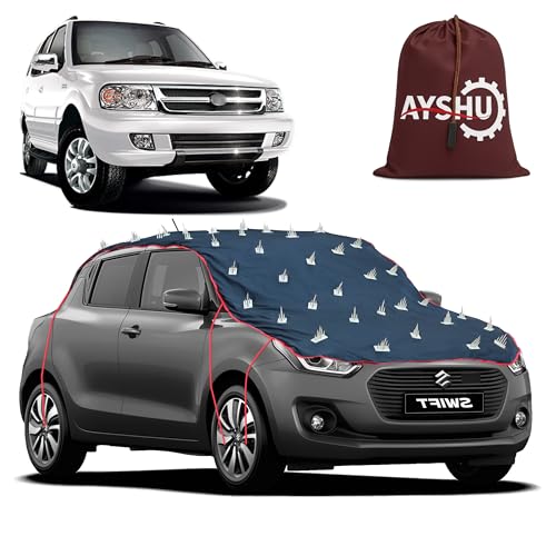 Image of AYSHU Water-Resistant Spike Car Cover for Tata Safari Dicor - Protects from Dogs, Monkeys, Dust, Sunlight & UV - Full Roof Universal Fit