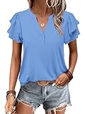 Cuptacc Tshirt Damen Sommer Kurzarm Top Mit V-Ausschnitt...