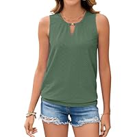 WNEEDU Top Senza Maniche da Donna Scollo a V Camicia Elegante Donna Estive Canotta Maglietta Tops Shirts Verde Scuro L