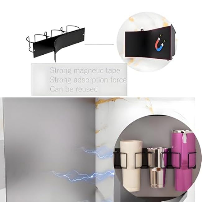 Magnetic Cup Holder for Stanley Cups,Magnetic Stanley Cup Holder,Durable Home Organizer for Stanley 40oz Tumblers,Features a Powerful Magnetic for refrigerators-2 Cup Holders+1 Cup lid Holder