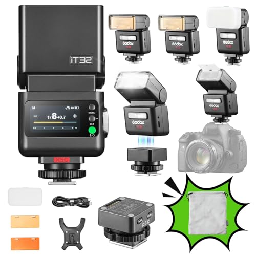 Godox iT32 TTL d'appareil Photo Flash pour Appareil Photo Canon avec Déclencheur X5-C, 2,4GHz HSS 1/8000s, Compatible avec Canon EOS R RP R5 R6 R7 R8 R10 R5...