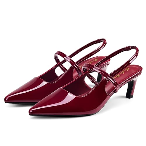 Elisabet Tang Women's Pointed Toe Slingback Kitten Heel Pump Closed Toe Dress Shoes Adjustable Strap Party Pumps Sexy Shoes3