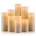 Onlyhome Flameless Candles, Battery Operated Real Wax Pillar LED Candle, Ivory Color, Set of 9 (D 2.2" x H 4" 5" 6" 7" 8" 9")
