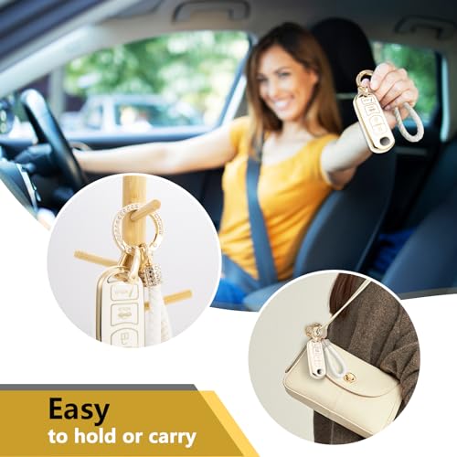 Image of Key Fob Cover for Mazda, Rhinestone Loop Keychain Case, Gold Edge