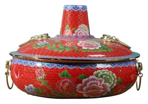 YTUK Olla de Cobre China, Olla de inducción, Olla de Cobre for Cocina de inducción, for Catering y Fiestas, Amarilla, 34 cm(Red,32cm)