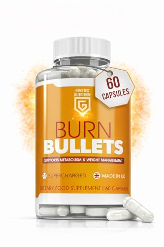 Burn Bullets Capsules for Metabolism & Weight Management Support | 60 Vegan Capsules | Supercharged Energy Boost, Natural Extreme Fat Burner, Caffeine Powered | UK Made | Plant-Based Supplement