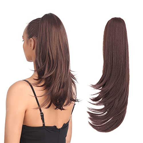 Lvluohao Ponytail Extension Claw Clip 18 Inch Long Straight Natural Loose Fake Ponytails Extensions Hairpieces Synthetic Hair Wig For Women Hair Piece (Medium Brown Mix) #TOP19