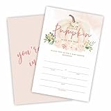 A Sweet Pumpkin Is On Her Way Baby Shower Invitation, Set Of 25 Boho Pumpkin Invites With Envelopes For Baby Girl, Gender Reveal, Baby Announcement Party, Party Favor & Supplies - C03