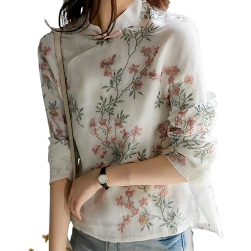 Blouse Soft Women Shirt Chinese Style Long Sleeve Cheongsam Shirt All Match2