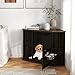 COSTWAY Eck Hundekäfig Möbel, Hundehütte mit verstellbarem Futterspender, 2 Edelstahlnäpfen & abschließbarer Tür, Hundebox aus Holz und Metall, für kleine mittelgroße Hunde, Indoor, Braun