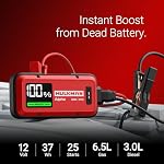 Hulkman Alpha,Ultra Red,1000A 37Wh Jump Starter,10000mAh Power Bank, Portable,12V Jump Box with Jumper Cables,45-Min Full Recharge,24-Month Standby,Easy Start,IP65,LED Display,for 6.5L Gas/3.0L Diesel - Image 2