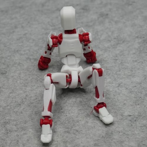 Image of Dummy 13 Action Figure Robot | Fully Articulated 3D Printed Robot Toy | 5.4-inch Collectible Figurine | Matte Finish| Unassembeled (White-Red)
