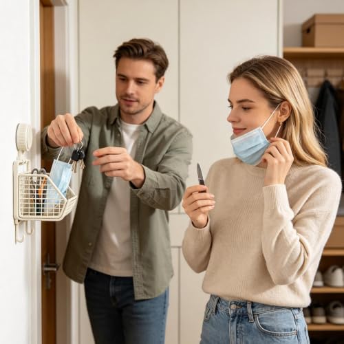 Cesta de pared de cocina de acero inoxidable con ganchos para ordenar dormitorio 3