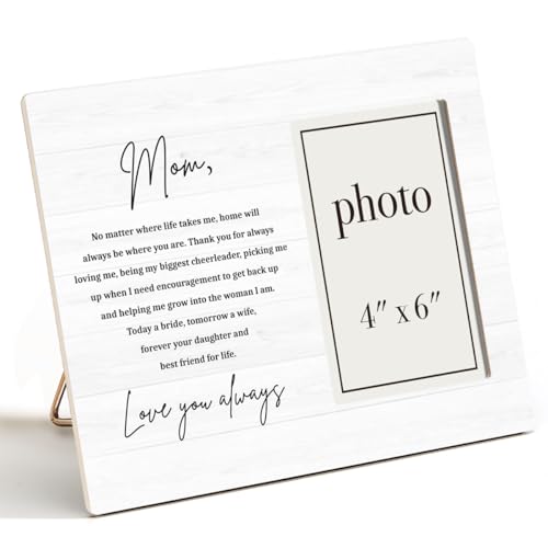 Product Image of the Mother of the Bride Gifts Picture Frame, Wedding Gifts for Mom from Bride Daughter, Love You Always Mom Photo Frame for 4 x 6 Inch Photo
