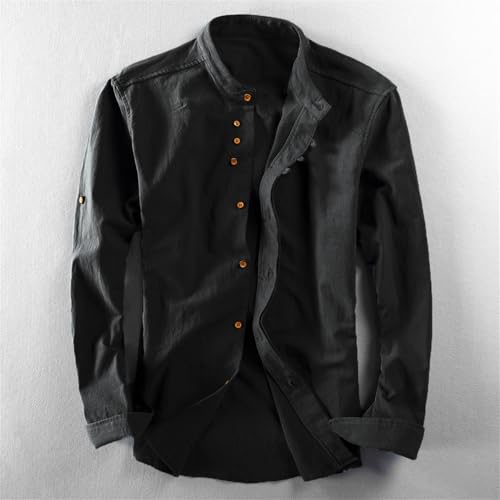 Chemise homme couleur unie noire en coupe slim et manches longues