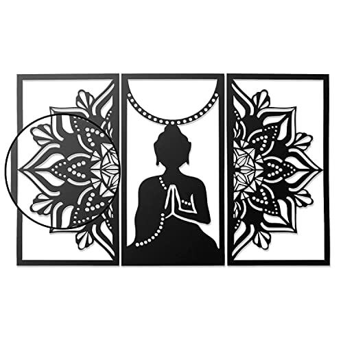Image of Metsy Home Decor Buddha Mandala Metal Wall Art Exquisite Wall Hanging for Tranquil Home Ambiance | Wall Decor Perfect for Living Room, Bedroom, Meditation Space | Size - 102x64 cm