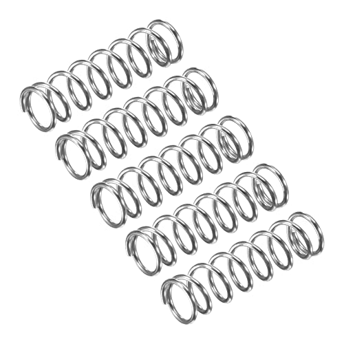 Image of uxcell Compression Spring, 5Pcs 304 Stainless Steel, 7mm OD, 0.8mm Wire Size, 25mm Free Length, Silver Tone