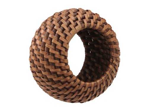 KOUBOO 1010006 Rattan Napkin Ring with Tray, Set of 4, 3