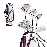 Aspire X1 Ladies Womens Complete Golf Club Set Includes Driver, Fairway, Hybrid, 6-PW Irons, Putter, Stand Bag, 3 H/C's Purple - Regular or Petite Size! (Petite Size -1