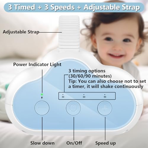 Kinderwagenschaukler, Wiederaufladbar Kinderwagen Wackler Schlafhilfe Für Baby Mit Timer, 3 Einstellbare Schaukelintensitäten, Leise Schaukel Universell Für Kinderwagen & Buggy