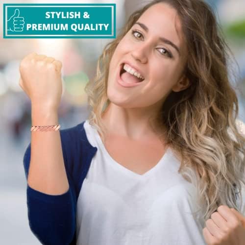 AUTHENTIC Copper Magnetic Bracelet Twisted by VEDA - Guaranteed 99.9% Pure Copper Magnetic Bracelet - 12 Powerful Magnets - Adjustable for both MEN and WOMEN